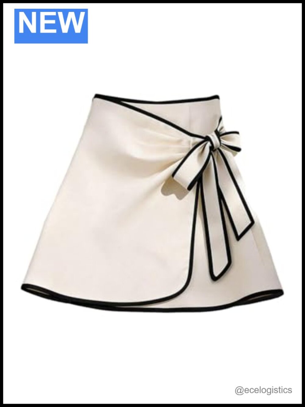 Women's Elegant Bowknot Mini Wrap Skirt Contrast Binding Business Casual